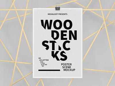 Wooden Sticks Poster Scene Mockup
