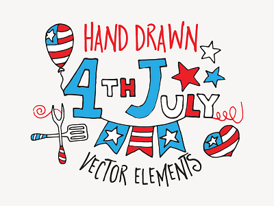 Hand Drawn 4th July Vector Elements