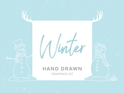 Hand Drawn Winter Graphics antlers hand drawn scarf snow snowman trees vector winter