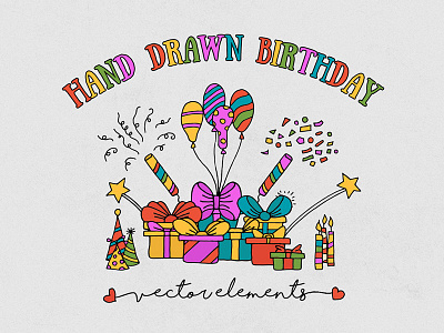 Hand Drawn Birthday Elements birthday birthday cake candy hand drawn vector vector elements