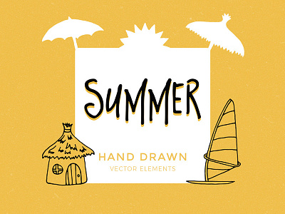 Hand Drawn Summer Elements beach hand drawn summer sun vectors