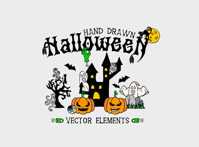 Hand Drawn Halloween Elements halloween hand drawn illustration october scary