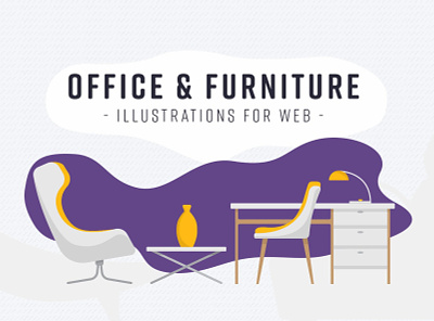 Office & Furniture: Illustrations for Web armchair chair furniture illustration office offices table vector