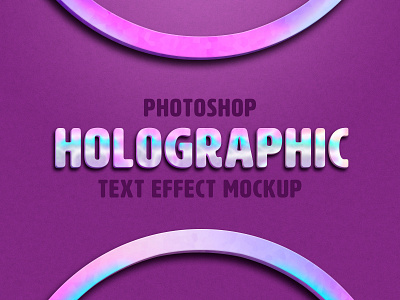 Holographic Text Effect Mockup