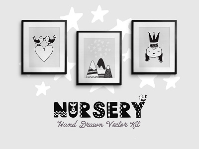 Nursery Hand Drawn Vector Kit design hand drawn illustration nursery patterns vector