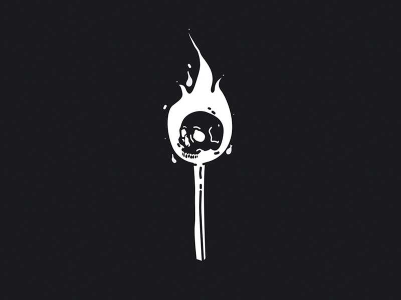 Ephemeral Life animation black death draw fire gif illustration match photoshop skull vector white