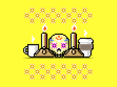 Skullcandy art candy coffee día de los muertos mexico pixel skull vector