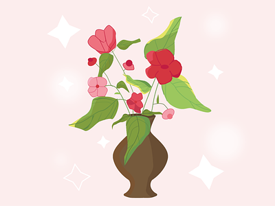 Illustration adobe illustrator color design designer dribbble flowers graphic design illustration illustrator minimalism pink vase vector