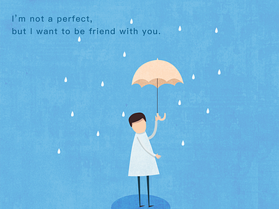 Diary blue and white boy cartoon comic charcater fantasy illustration rain splash screen umbrella