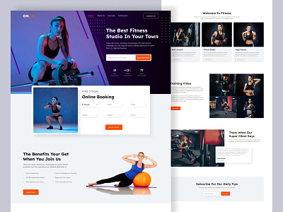 Fitness Website And Landing Page activities tracker bodu building body coach crossfit diet exercise fitness fitness trainer gain muscle gym health health and fitness landing page nutrition tracker training ui website workout