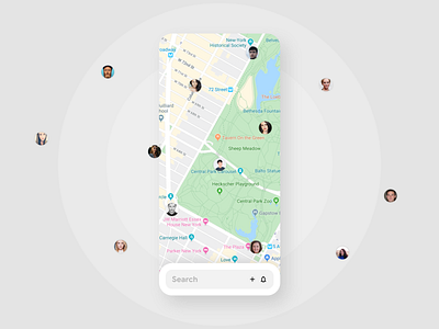 Space activity connect design event friend go map nearby orange place space ui ux white