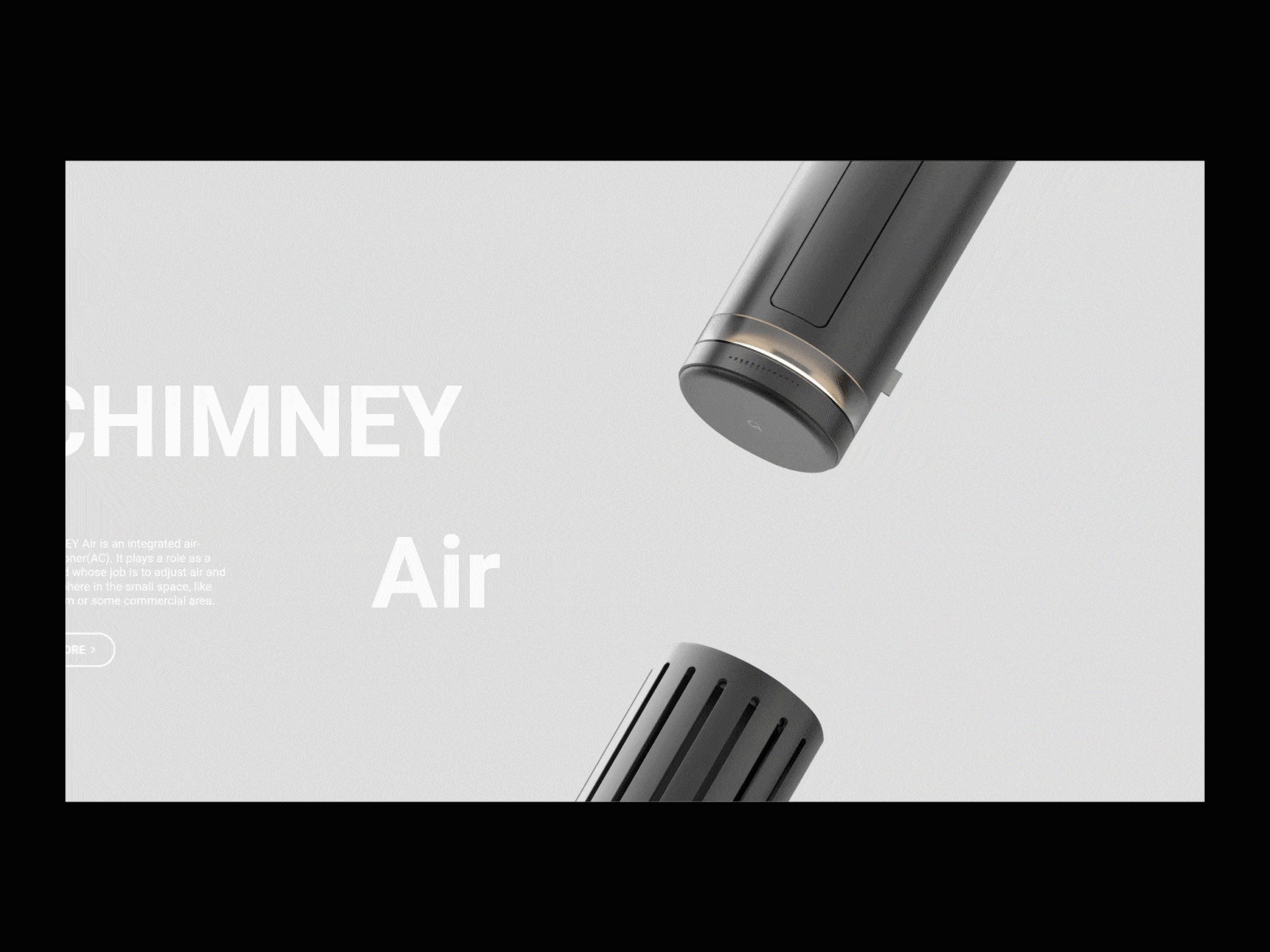 HITACHI air branding chimney conditioner design gray product simple ui ux