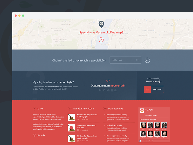 Extended footer - Foodspace footer clean minimal simple food pink website web design
