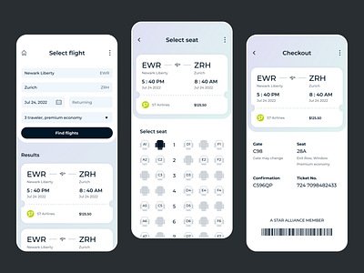 Flight Booking App app boarding pass daily ui dailyui design figma flight booking mobile ui ux