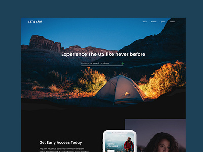 Campsite App Landing Page | Website app application branding camping mockup poppins ui ux web design website websites