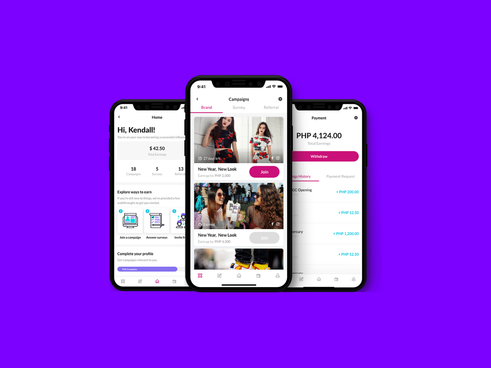 Influencer App UI by Hazel Sabbun on Dribbble