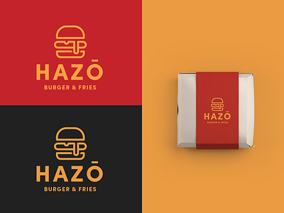 Hazō Burger & Fries - Burger Joint Logo 30daychallenge burger logo icon logo logo design logotype minimal sandwich