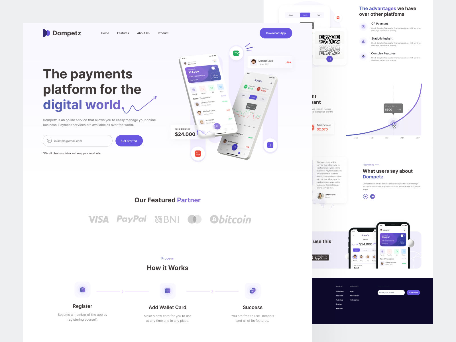 Dompetz - Wallet Landing Page by Zaim Maulana for Elux Space on Dribbble