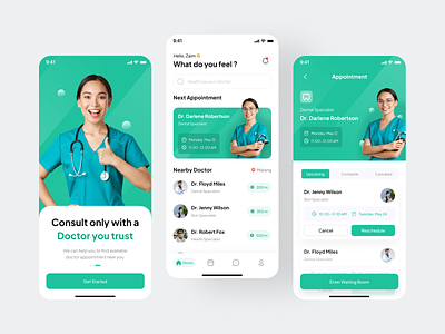 Carely - Doctor Mobile Application app application appointment clean clinic app consultation dentist design doctor app health health app health care hospital app medic medical app minimalist mobile patient app specialist ui