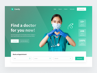 Carely - Doctor Hero landing Page