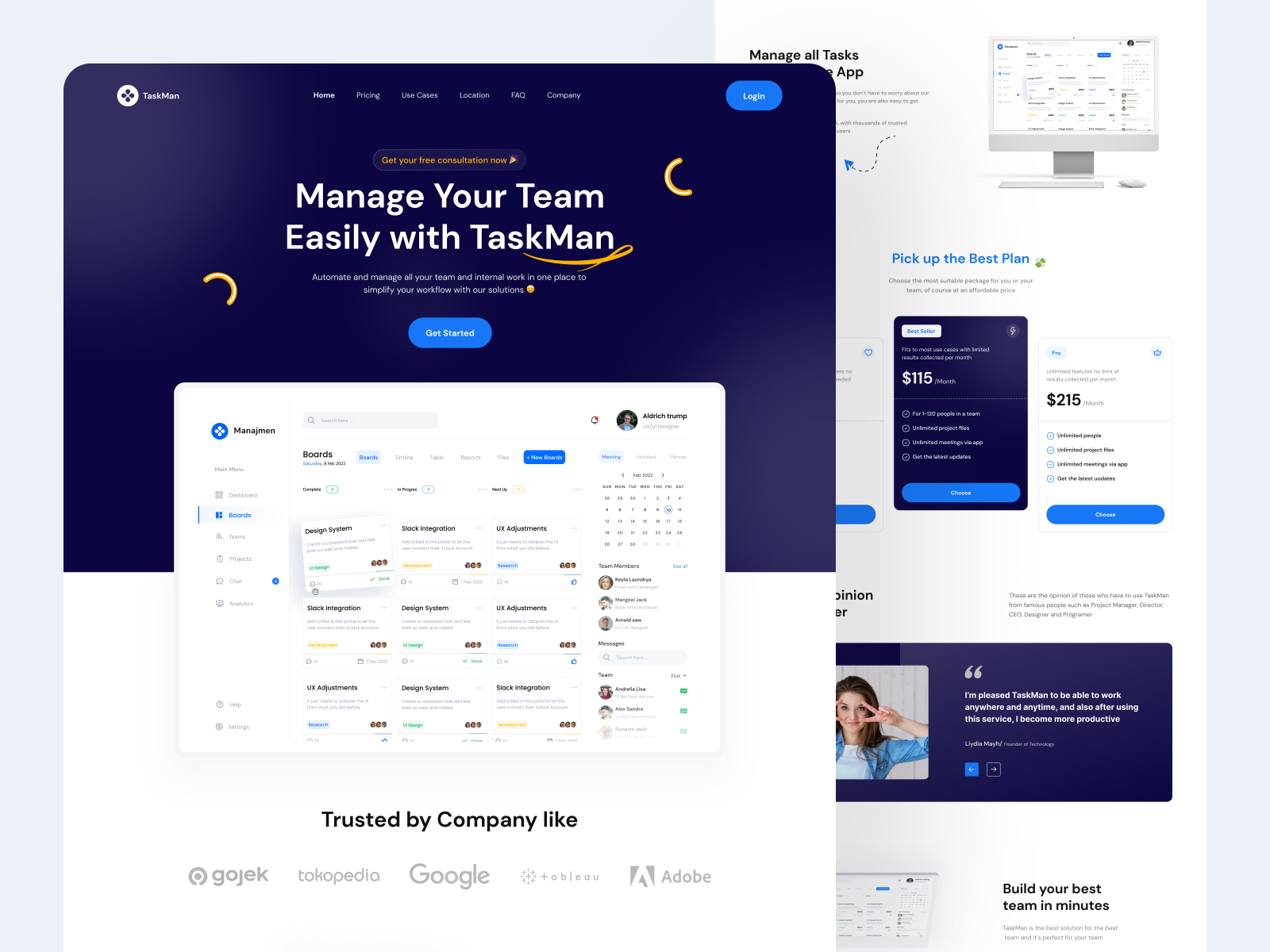 TaskMan - Task Management Landing Page by Arya Pradana for Elux Space ...