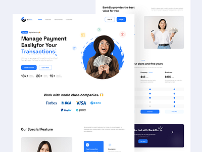 BankElu - Digital Banking Landing Page Website bank bank card banking banking app digital banking finance finance app financial financial technology fintech futuristic home page landing page mobile banking money ui ux web web design website design