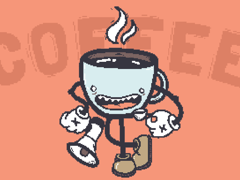 Coffee Blame 8 bit illustration sprite