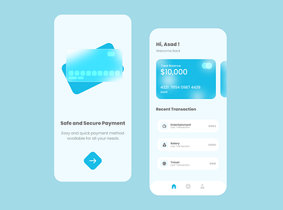 Debit Card Mobile App Design app branding debit card mobile app design design illustration mobile app design typography ui ux vector