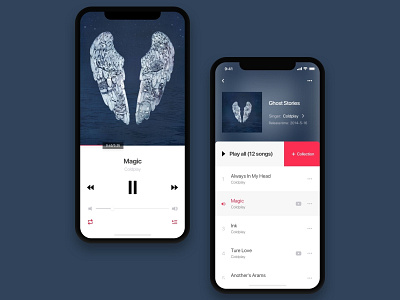 Music app design ui
