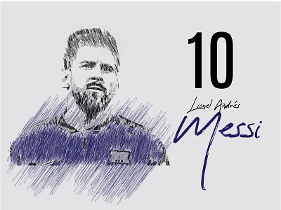Scribble Art Illustration - Lionel Messi