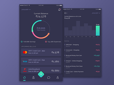 Wallet App by vanitha on Dribbble