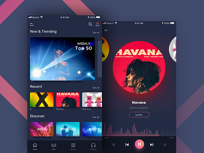 Music Player dark ui gradient mobile app music player