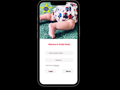 Smilly Diapers login Page branding design figma illustration ui