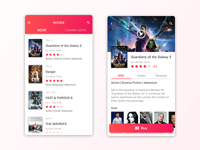 moive app android app design ios material momo movie page