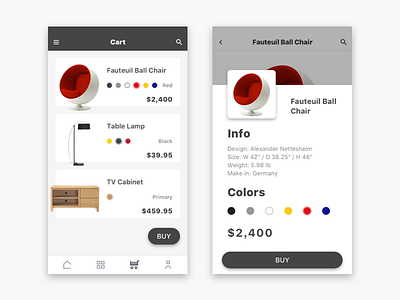 Furniture App 3 app chair design ecommerce furniture interface layout ui ux