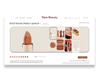 RARE BEAUTY - Kind words matte lipstick showcase page UI animation beauty boom landing page lip lipstick portfolio products rare selena gomez