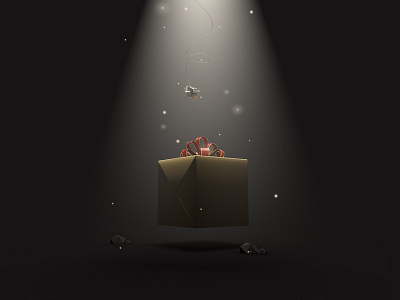 Gift 3d airship c4d gift gold space