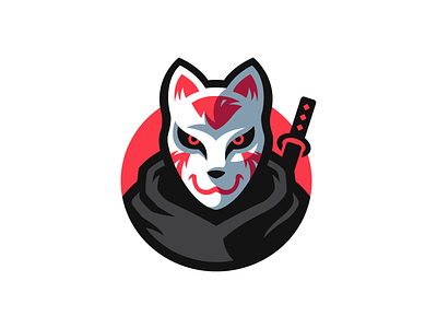 Kitsune Mascot Logo cat fox japan katana kitsune logo mascot mascotlogo mask mask logo masked masked logo ninja samurai sword warrior warrior logo