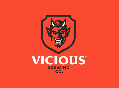 Vicious Brewing CO. (Up for sale) beer beer logo branding brewery design devil devil logo illustration logo mascot mascot logo satan satan logo vector