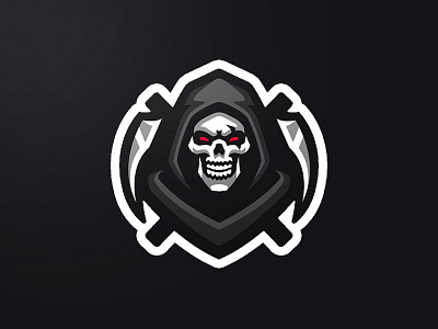 Grim Reaper Mascot Logo (Up for Sale) black death grim reaper mascot logo grimlogo hoodie logo mascot mascot logo reaper reaperlogo scythe skeleton skull logo