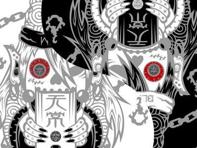 Black and white WuChang asura black chinese ghost hell illustration monster myth taiji white