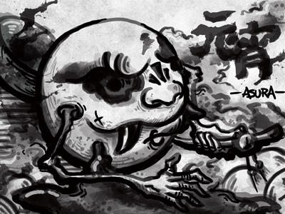 Lantern Monster asura black chinese dark graphic illustration lanternfestival monster tattoo washpainting