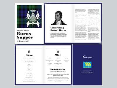 London Borough of Newham Burns Supper 2016 Programme bodoni burns night editorial event garamond graphic design layout menu minimalism programme robert burns