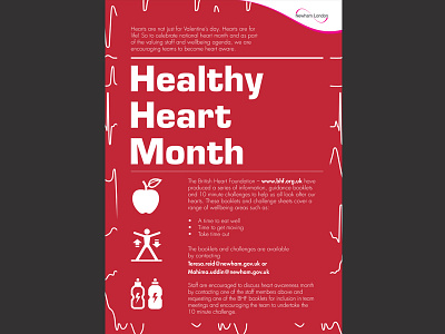 Healthy Heart Month poster for Newham London british heart foundation charity council eurostile frame futura graphic design health heart nhs poster public sector