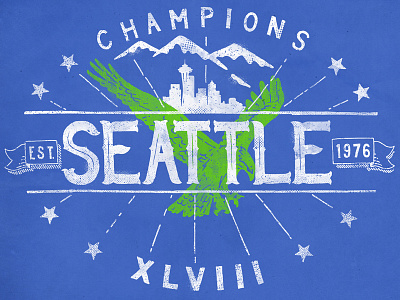 Seattle Champs bird design football illustration seahawks seattle typography vector