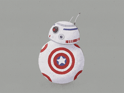 BB8 America animation captain america droid gif illustration marvel star wars