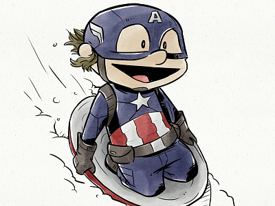 Captain America captain america drawing illustration marvel sledding superhero