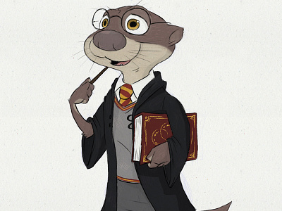 Harry Otter character design harry potter illustration otter wizard