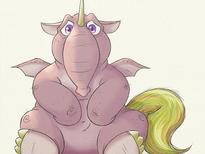 Drelphacorn animal dragon drawing elephant fantasy illustration mashup sketch unicorn