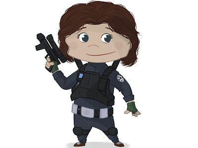Jyn Erso character design chibi drawing illustration rogue one sci fi star wars
